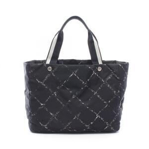 Chanel (CHANEL) Old Travel Line Tote Bag/Handbag, Nylon, Women's, Black/White